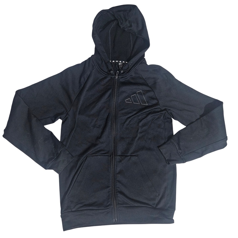 Adidas Aeroready Full Zip Hoodie Mens Small Black Logo Sweatshirt Activewear